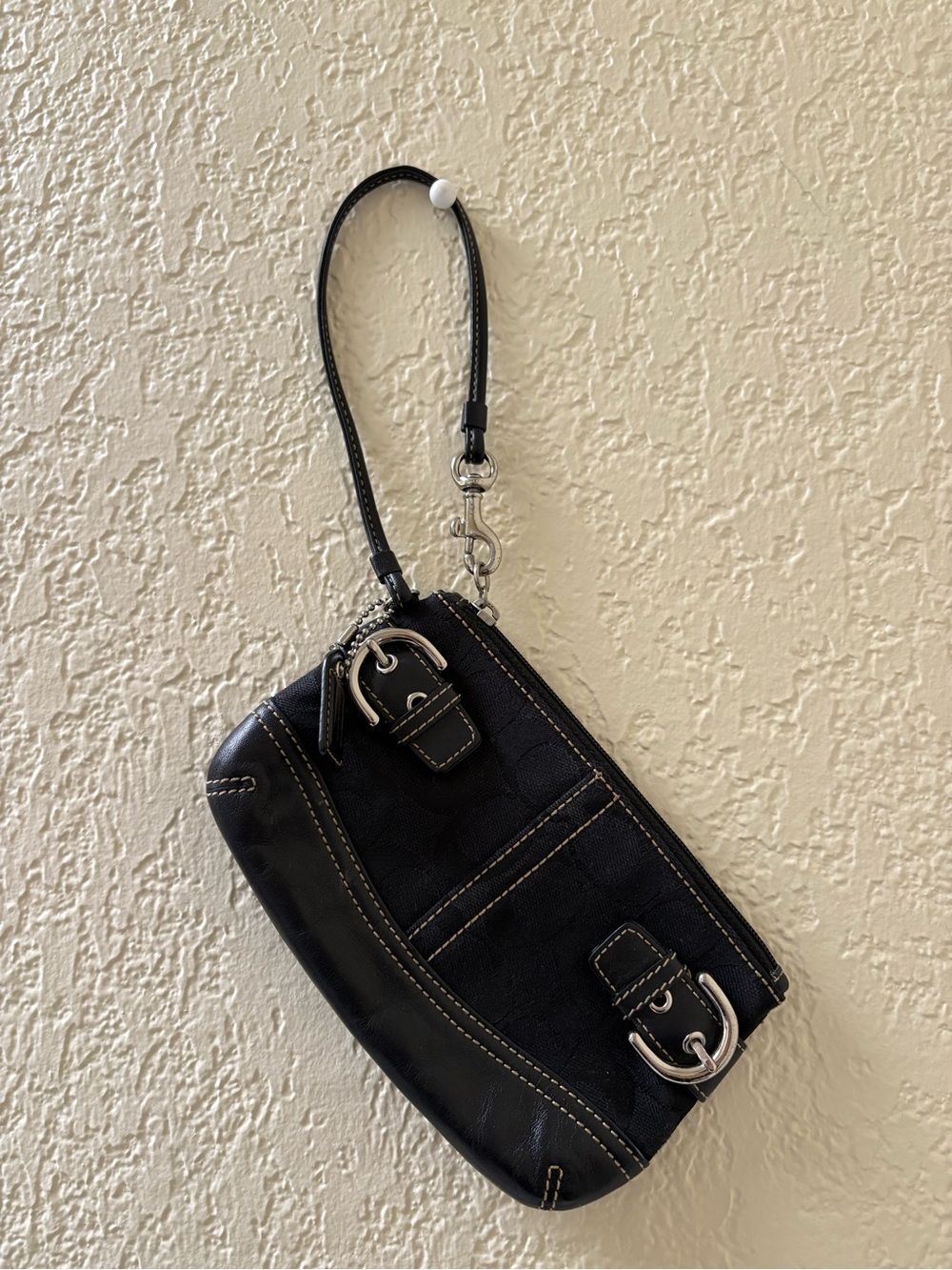 Coach Black Wristlet Clutch with Silver Hardware